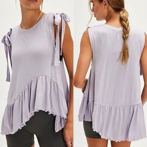 Free People Movement Sweet Thing tank asymmetrical ruffled hem tie shoulder XS